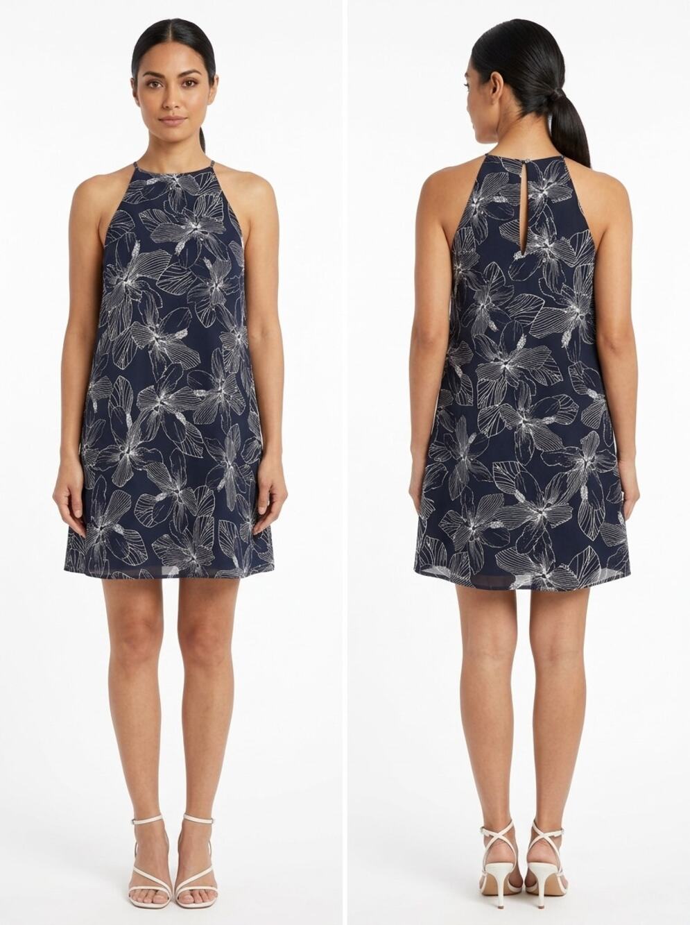 Vici Made in USA Navy A-Line Mini Chiffon Lined Dress Women Size S